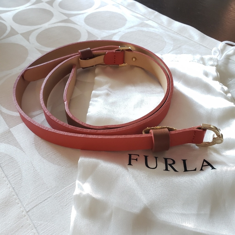 FURLA Double Buckle Leather Belt - Size M